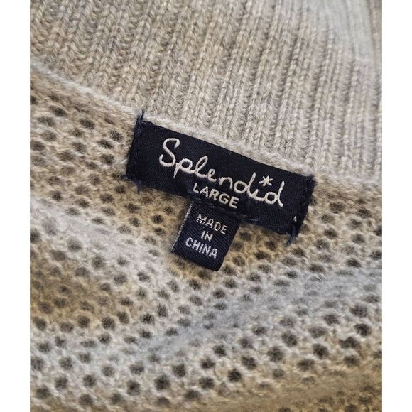 Splendid Cardigan Sweater Women's Large Grey Cashmere Drape Collar Open Stripe - Picture 5 of 5